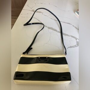 Kate Spade Amy Penn Valley Black Cream stripe small Crossbody Shoulder Bag purse